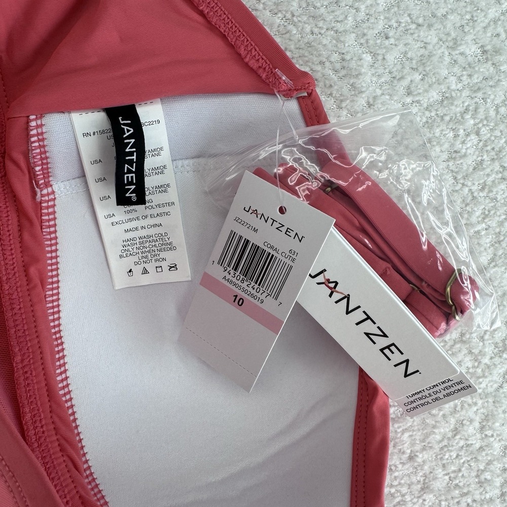 Jantzen Vamp Swim Dress With Removable Straps Swimsuit 10 Regular Pink Coral - Picture 8 of 11